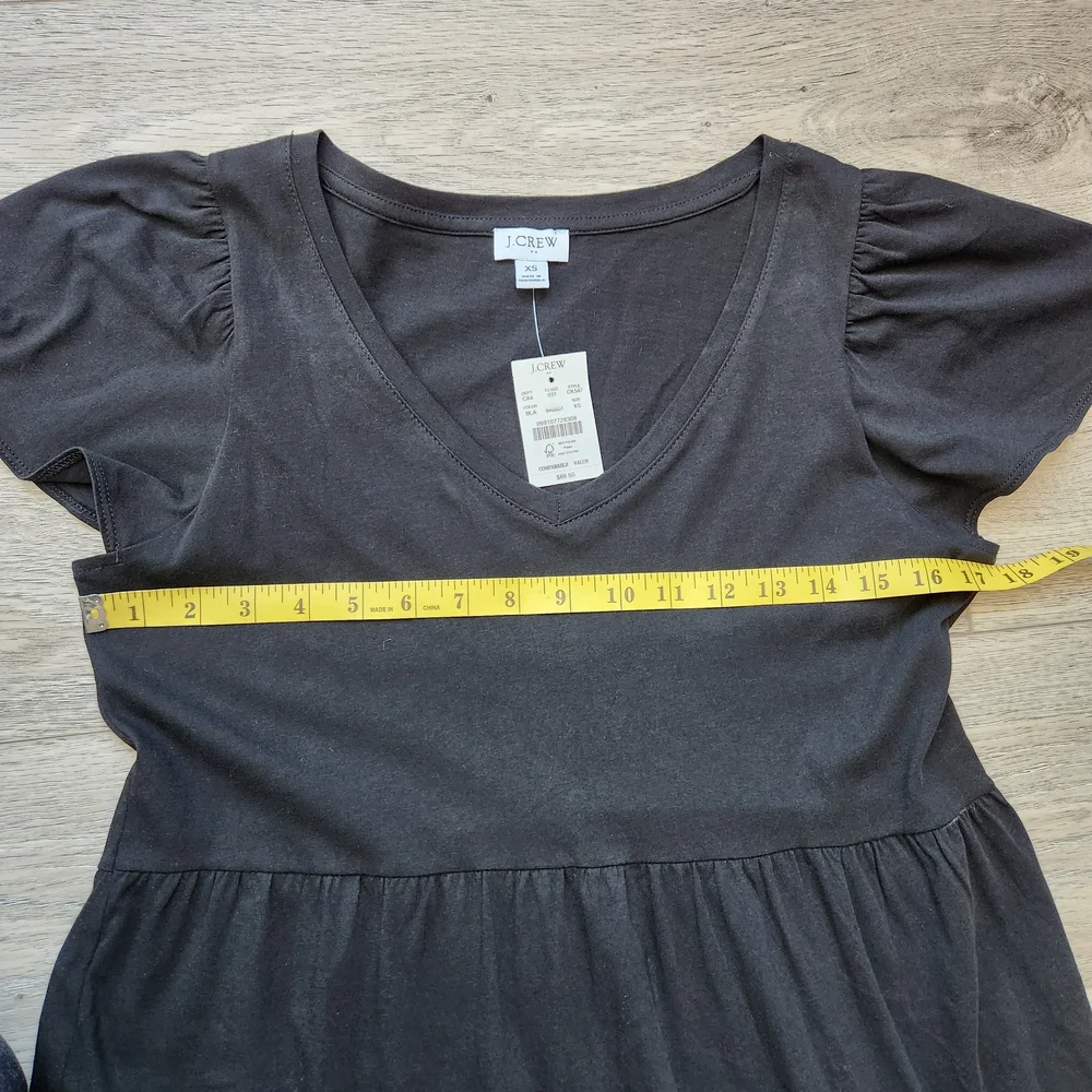 J. Crew Black Tiered Flutter Short Sleeve Dress Womens Xs Nwt
